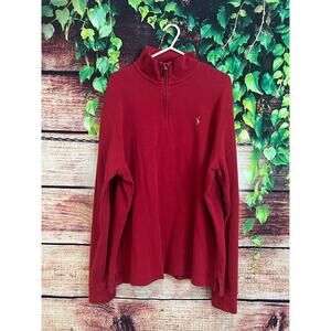 Polo Ralph Lauren Estate Rib 1/4 Zip Pullover Sweater Flesh Pony Red Men's Large